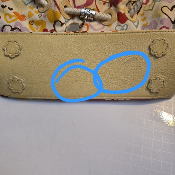 Brighton Vtg  Canvas Hearts Of Hearts Lilliana Shoulder Bag With Heart Charm - Picture 11 of 13